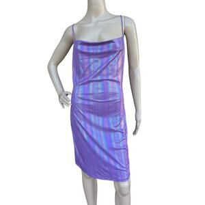 Vero Moda Hyacinth Shimmery Iridescent Cowl Neck Slip Dress NWT M